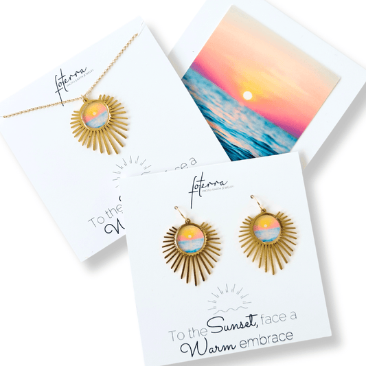 Sun Rays Over the Ocean Earrings in Brass