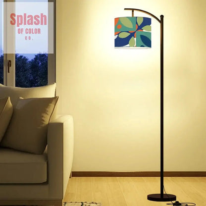 Green, Blue Orange Boho Geometric Modern Preppy Arc Floor Lamp
