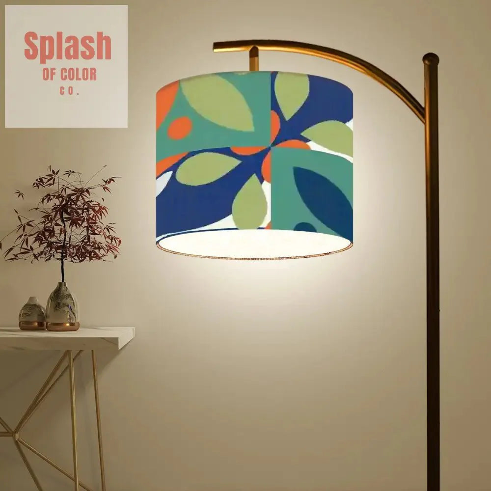 Green, Blue Orange Boho Geometric Modern Preppy Arc Floor Lamp