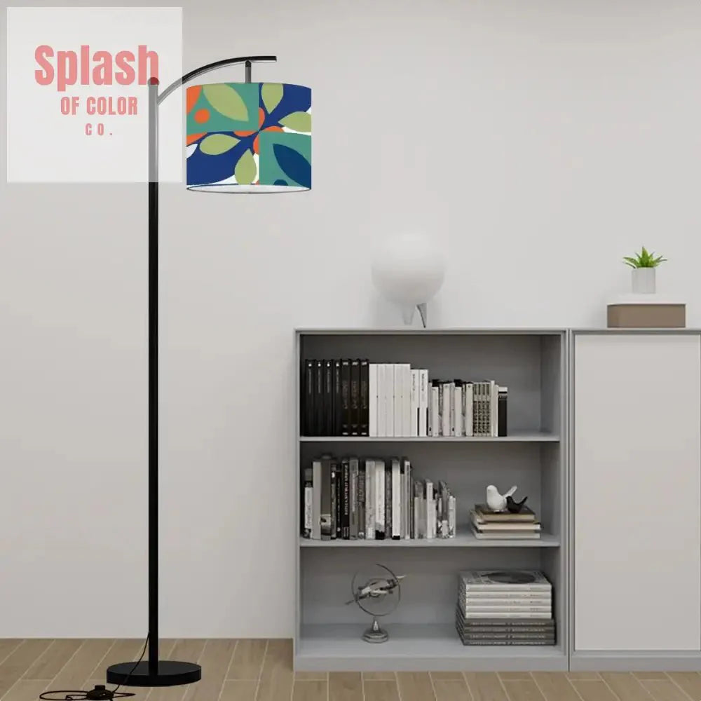 Green, Blue Orange Boho Geometric Modern Preppy Arc Floor Lamp