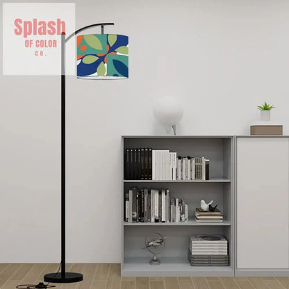 Green, Blue Orange Boho Geometric Modern Preppy Arc Floor Lamp