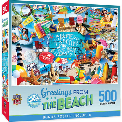 Greetings From the Beach 500 Piece Jigsaw Puzzle | Masterpieces Puzzles