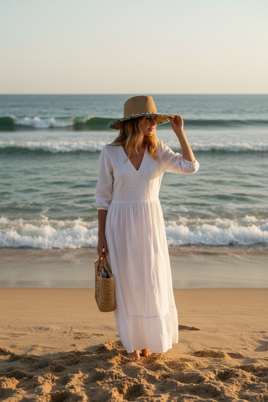 Braided Sun Hat with Paper Raffia Accent (Blue)