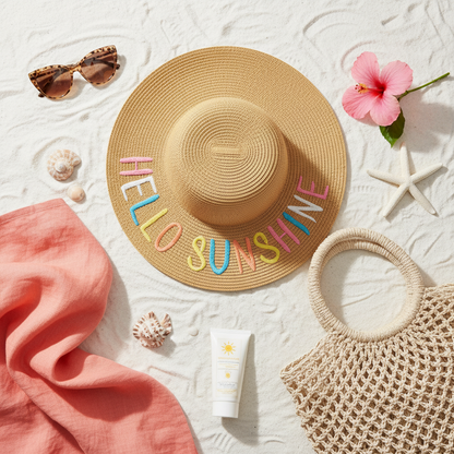 Hello Sunshine Pastel Sun Hat (Natural)