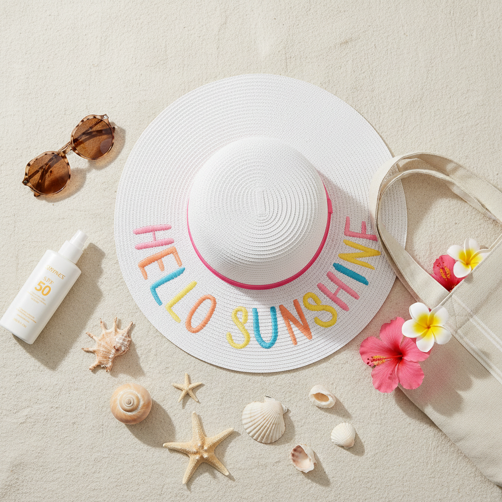 Hello Sunshine Pastel Sun Hat (White)