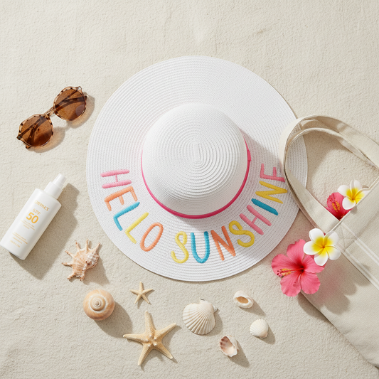 Hello Sunshine Pastel Sun Hat (White)