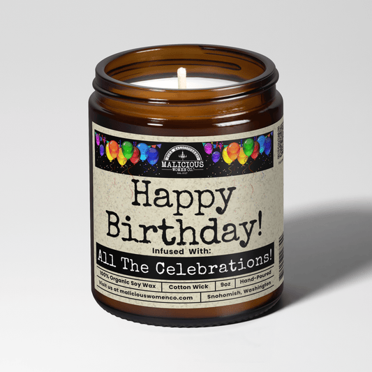Happy Birthday 9oz Funny Candle Malicious Women Co