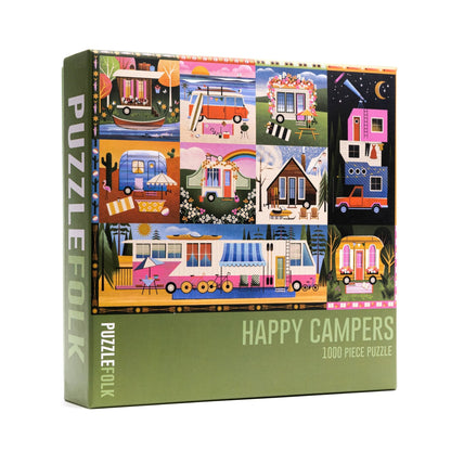 Happy Campers 1000 Piece Puzzle by Puzzlefolk | Dreamy Camping & Glamping Fun