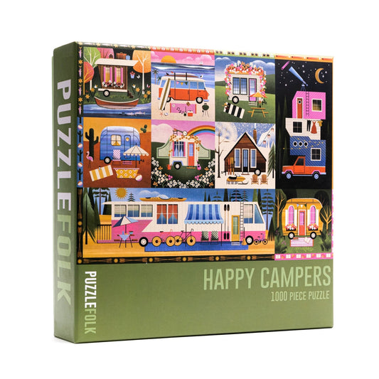 Happy Campers 1000 Piece Puzzle by Puzzlefolk | Dreamy Camping & Glamping Fun