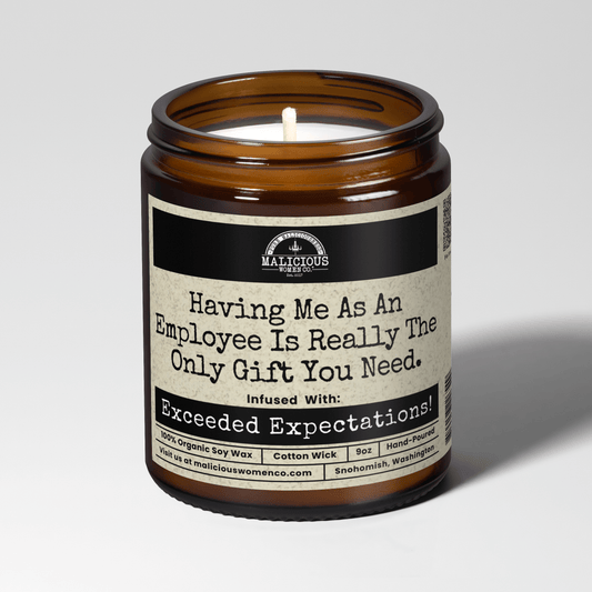 Having Me As An Employee Is Really The Only Gift You Need. 9oz Work Candle Malicious Women Co