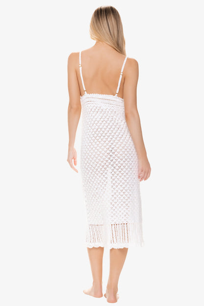 Claudia Crochet Midi Dress  |  White
