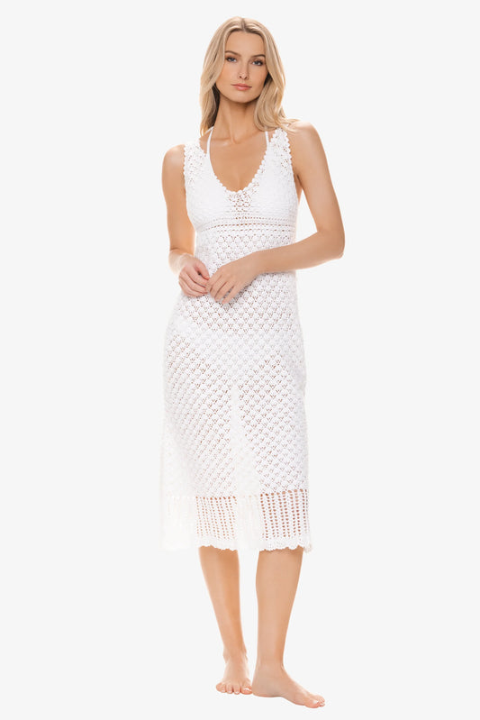 Claudia Crochet Midi Dress  |  White