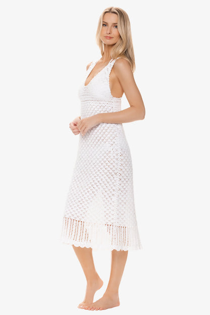 Claudia Crochet Midi Dress  |  White