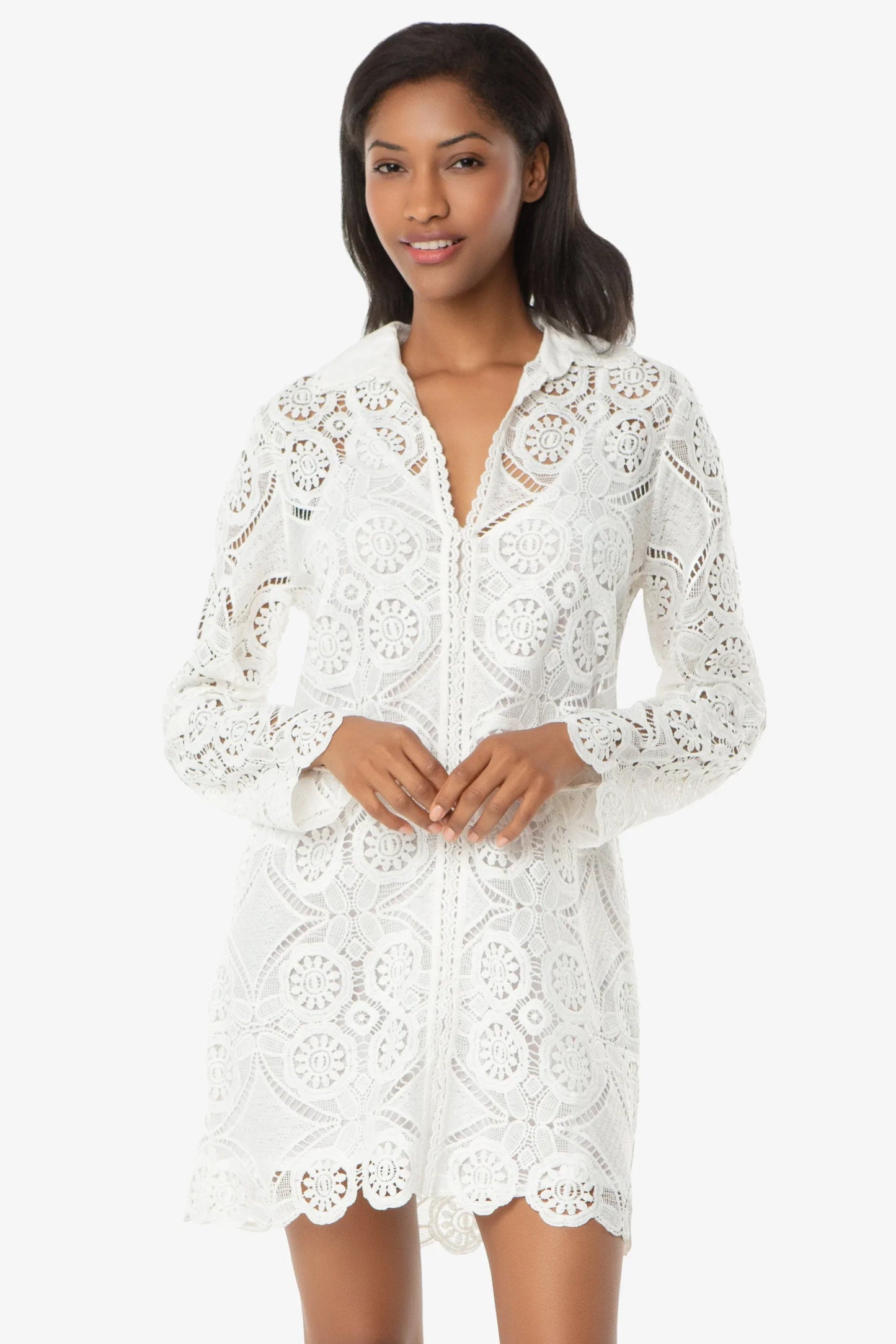 Lace Button Front Dress  |   Lace Crochet