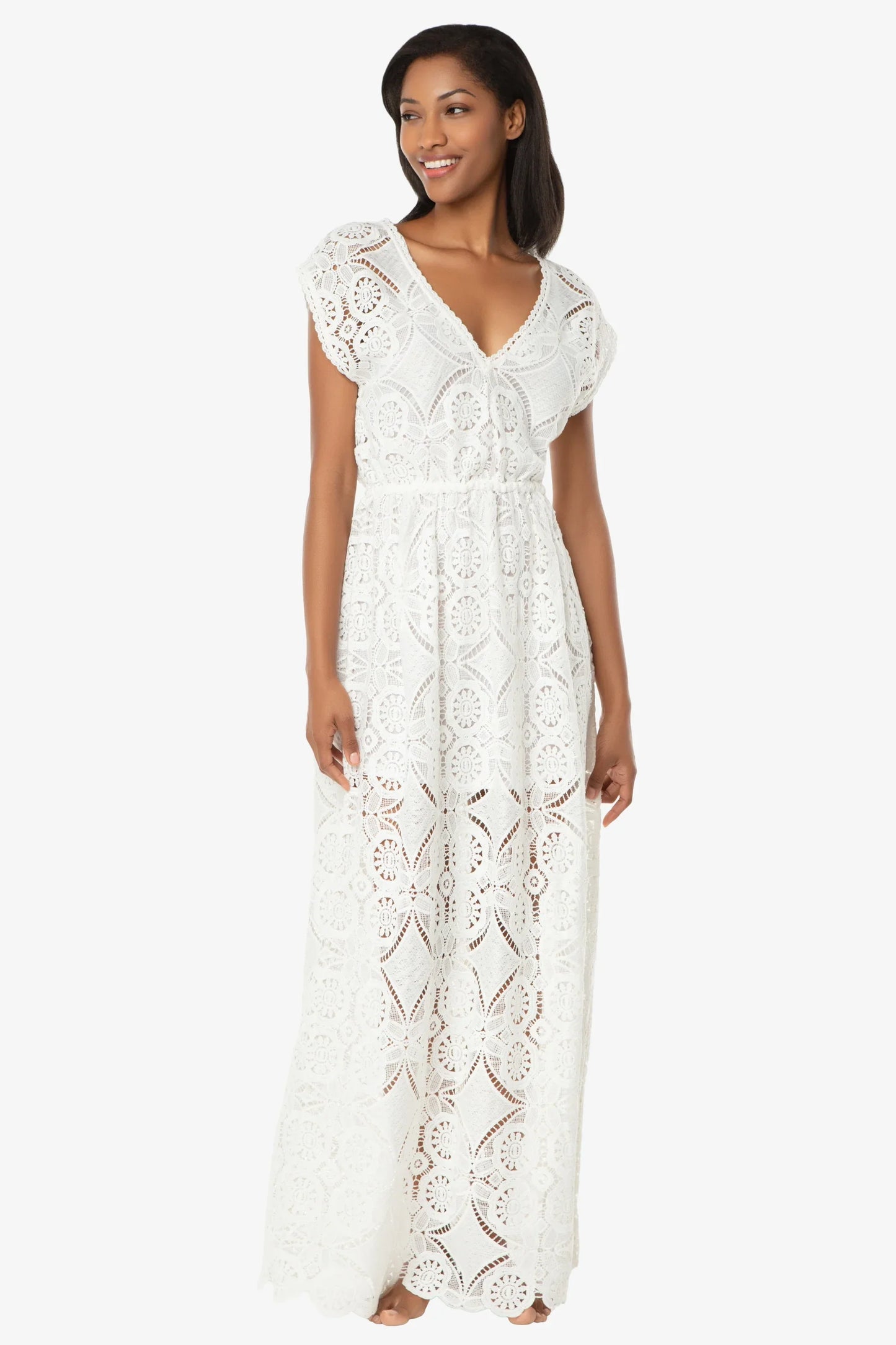 V-Neck Lace Maxi Dress  |   Lace Crochet