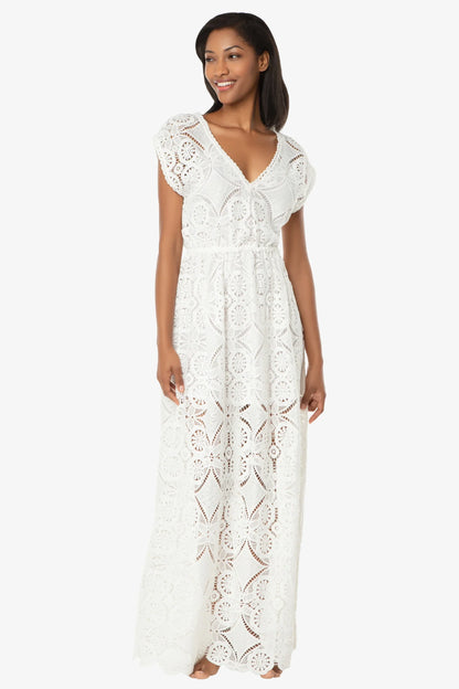 V-Neck Lace Maxi Dress  |   Lace Crochet