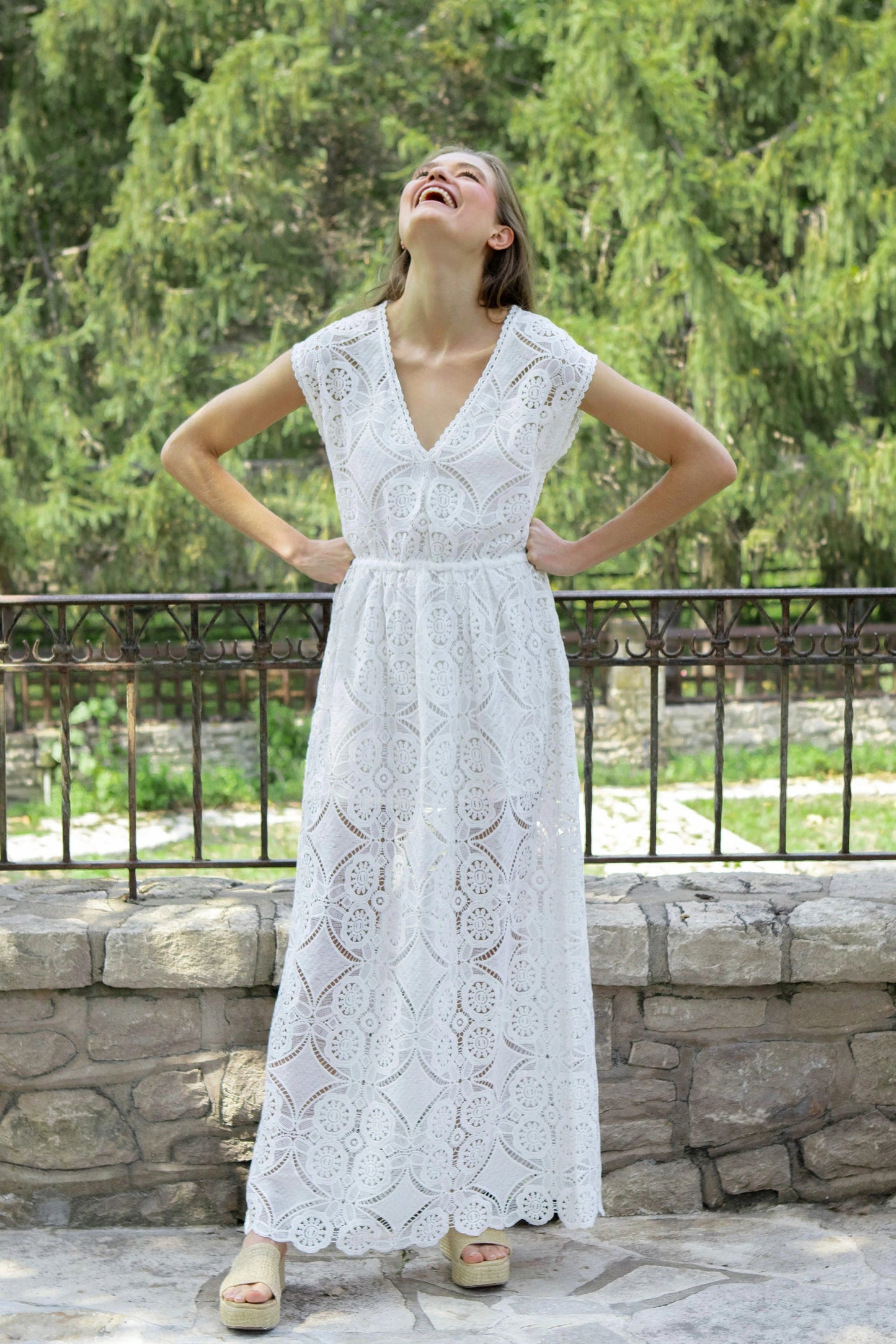 V-Neck Lace Maxi Dress  |   Lace Crochet