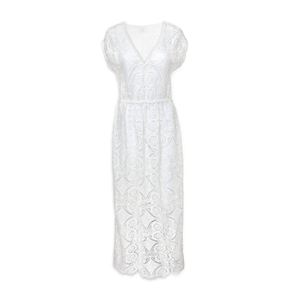 V-Neck Lace Maxi Dress  |   Lace Crochet