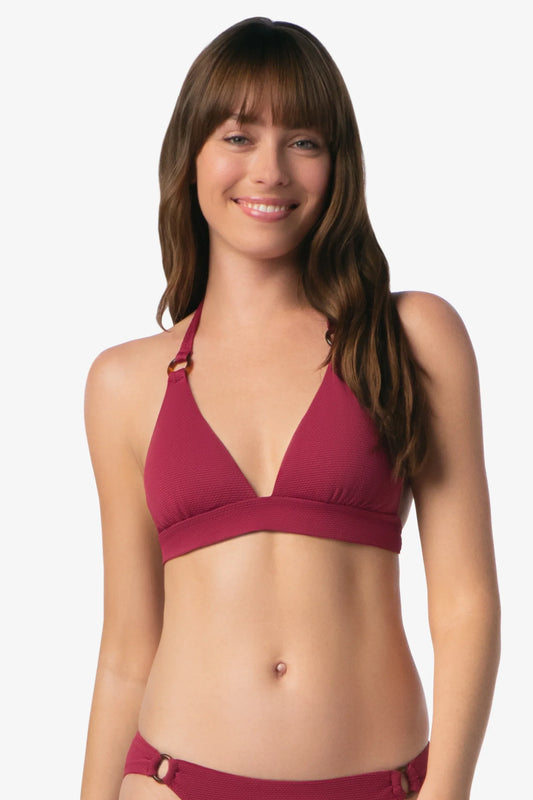Tortoise Ring Banded Halter Top  |  Merlot Cora Texture