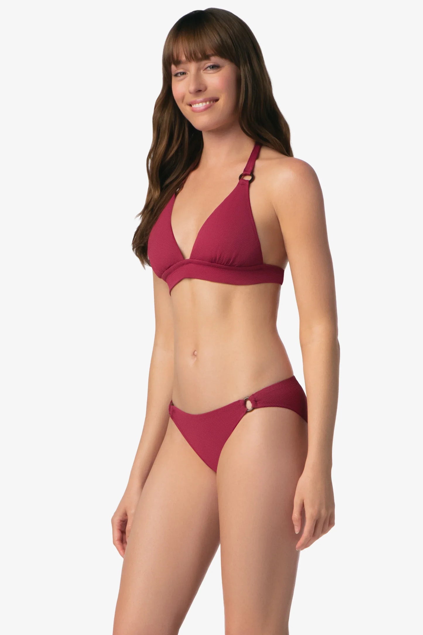 Tortoise Ring Banded Halter Top  |  Merlot Cora Texture