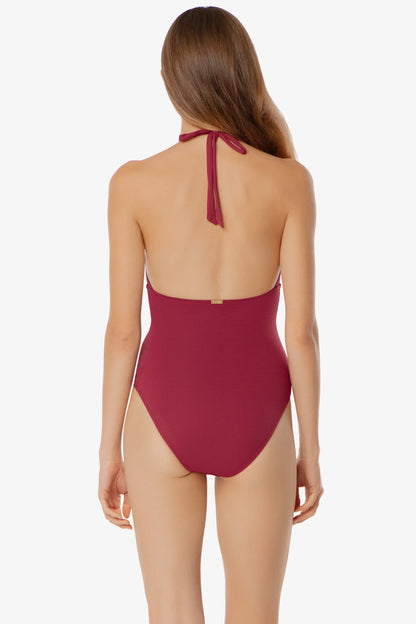 Tortoise Ring Plunge One-Piece  |  Merlot Cora Texture