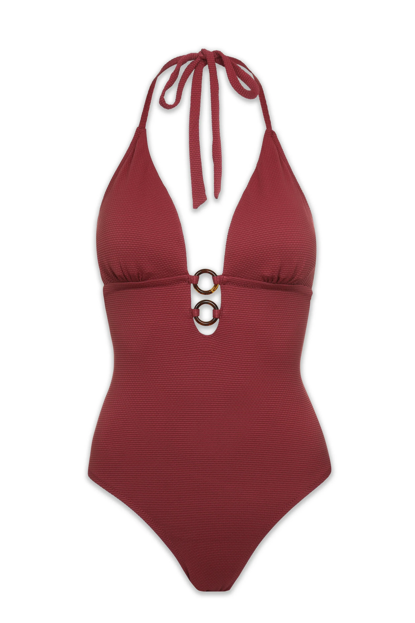 Tortoise Ring Plunge One-Piece  |  Merlot Cora Texture