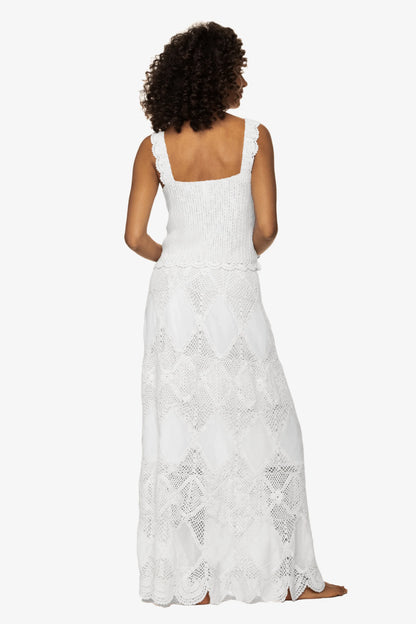 Scallop Crochet Maxi Skirt/Bandeau Dress  |  White