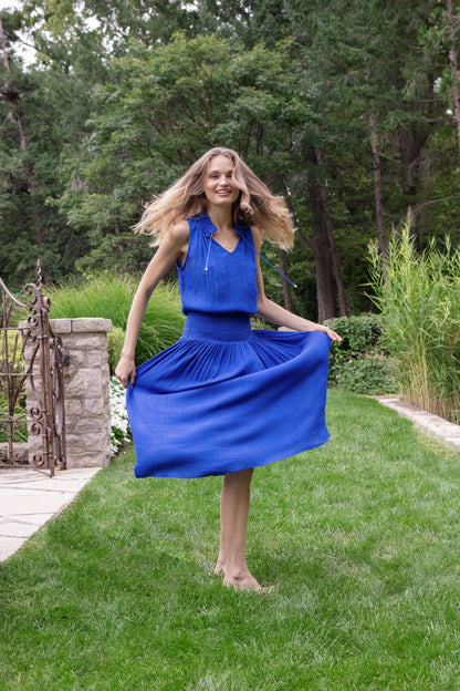 Sleeveless Smocked Dress  |  Hamptons Blue