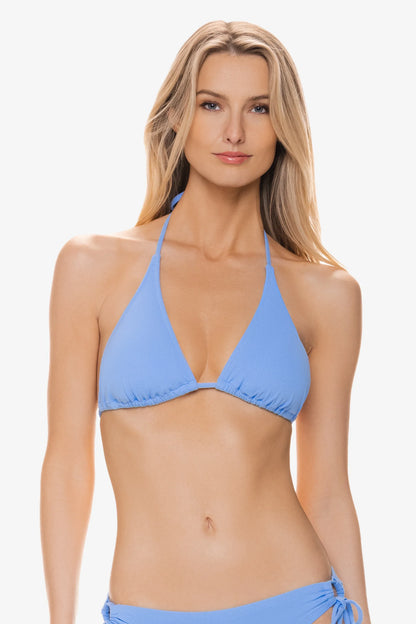 String Bikini Top  |  Chevron Textured Peri Blue