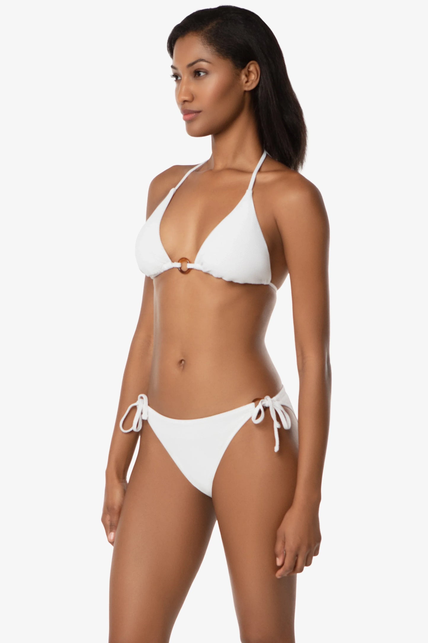 Tortoise Ring String Top  |  White Textured Metallic