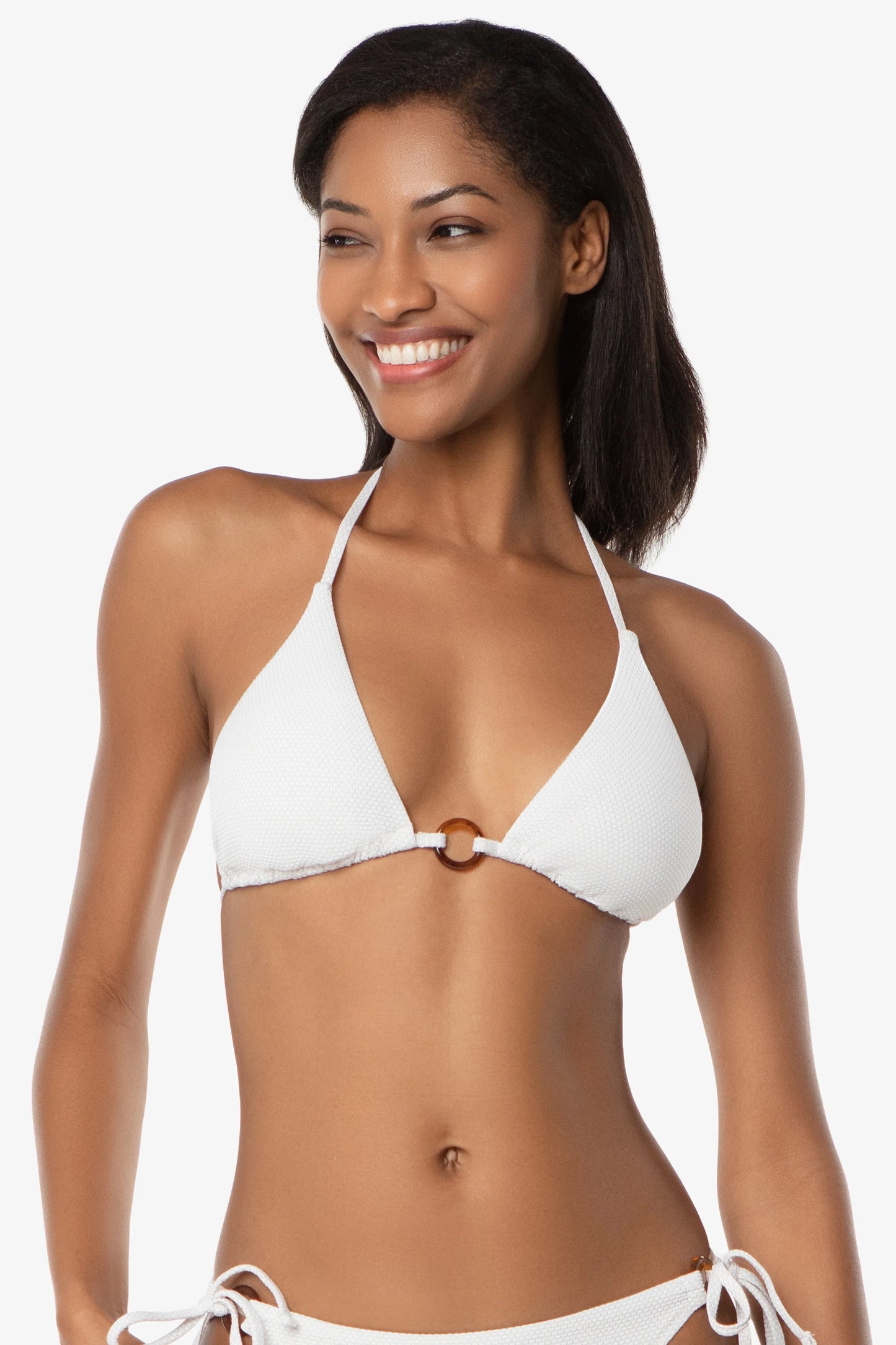 Tortoise Ring String Top  |  White Textured Metallic