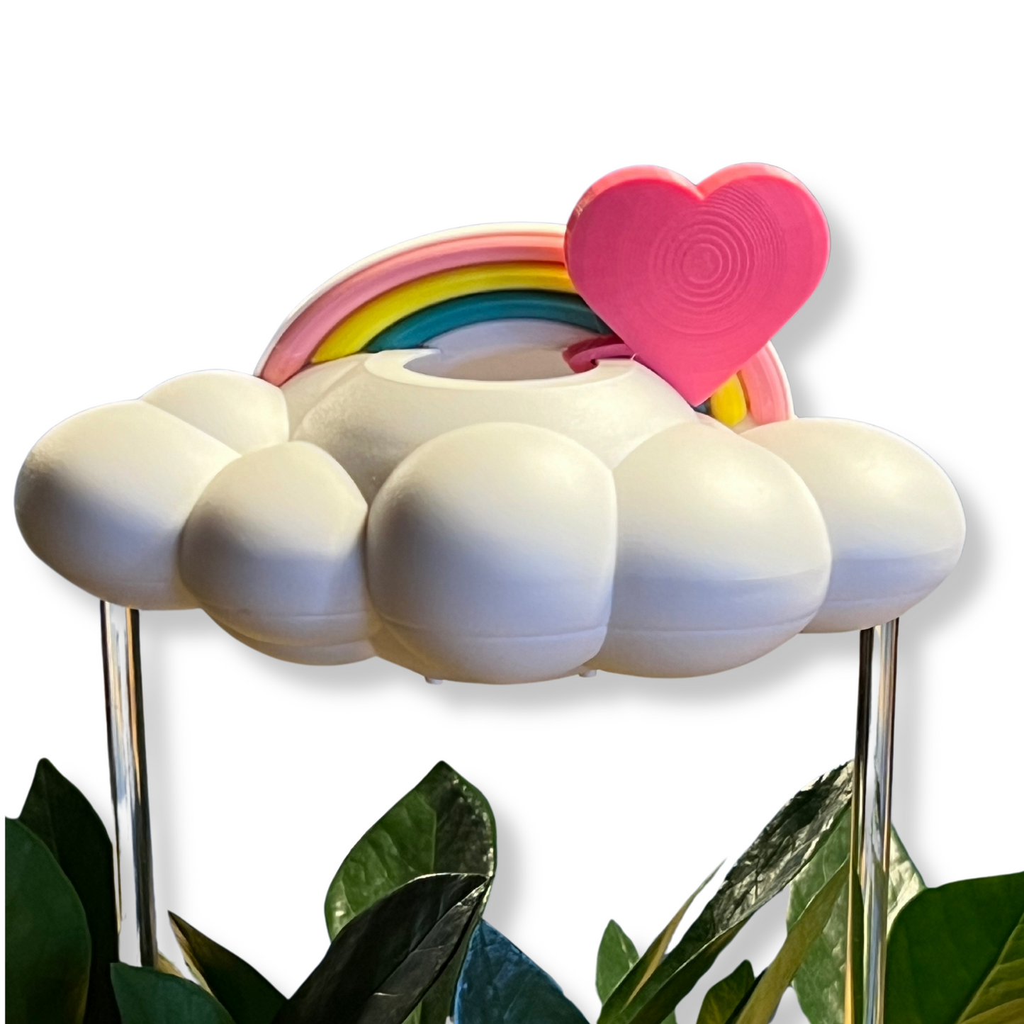 Original Dripping Rain Cloud with Pink Heart and Pastel Rainbow Charms