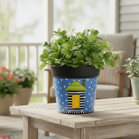 "Frolic House" 6" Art Pot