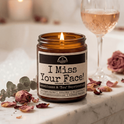 I Miss Your Face! | Scent: Berry Bellini | 9oz Bestie Candle | Malicious Women Co