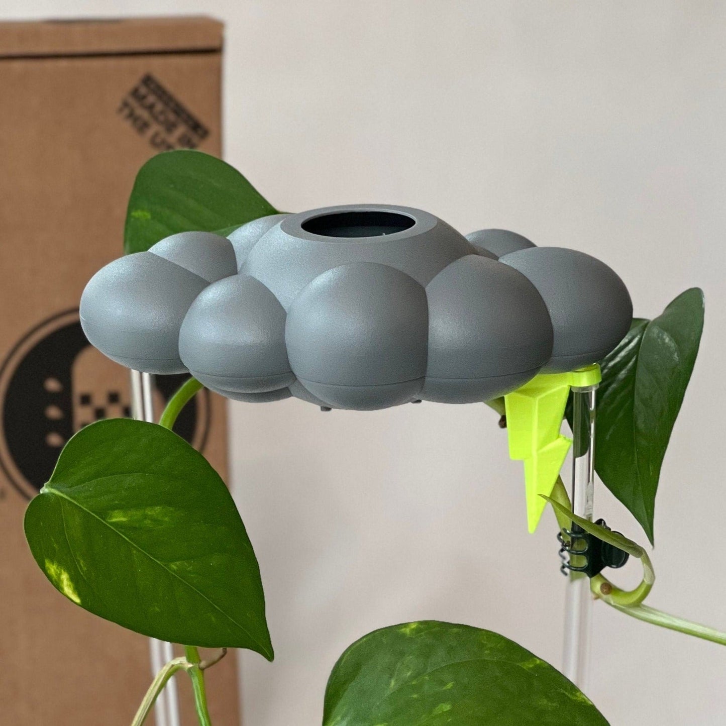 Stormy Dripping Rain Cloud with Neon Lightning Bolt Charm