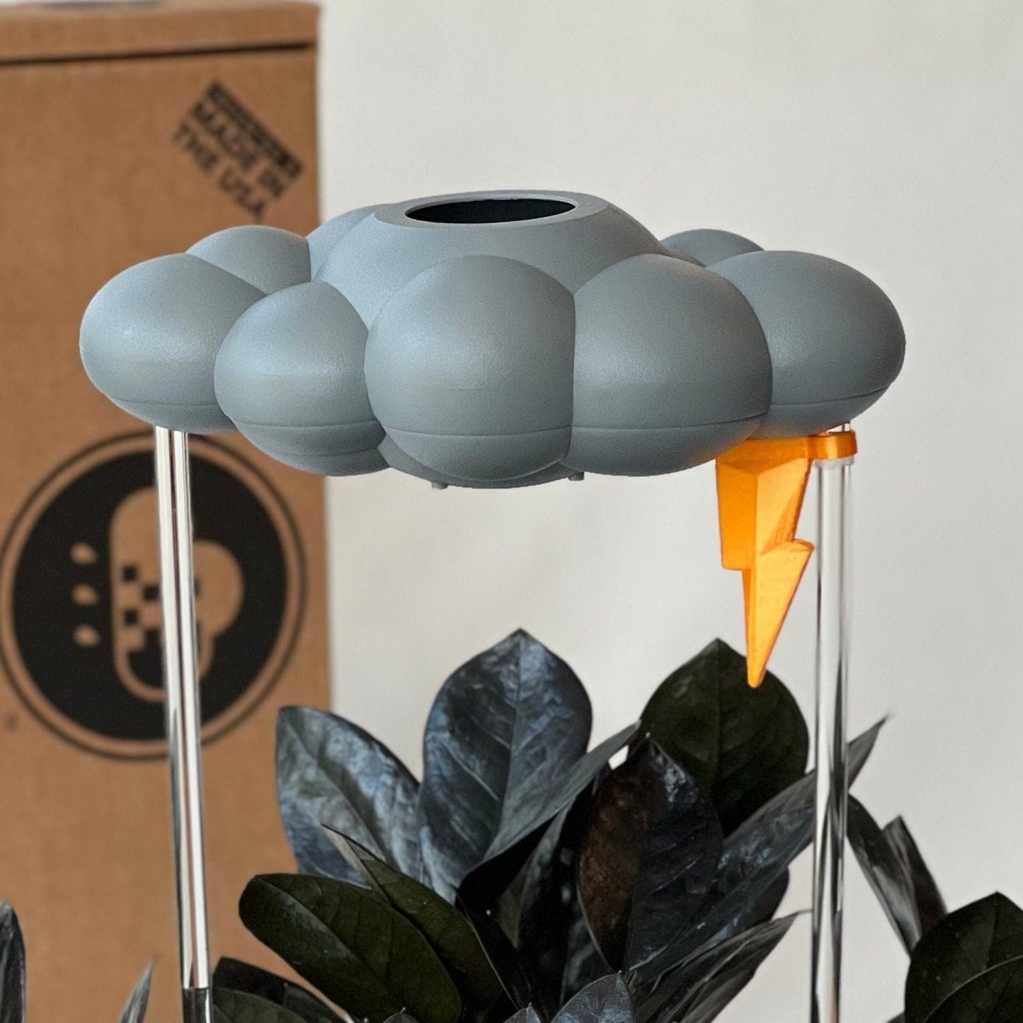 Stormy Dripping Rain Cloud with Lightning Bolt Charm