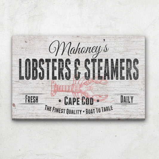 Personalized Lobster & Steamers Restaurant Canvas Sign