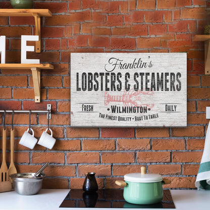 Personalized Lobster & Steamers Restaurant Canvas Sign