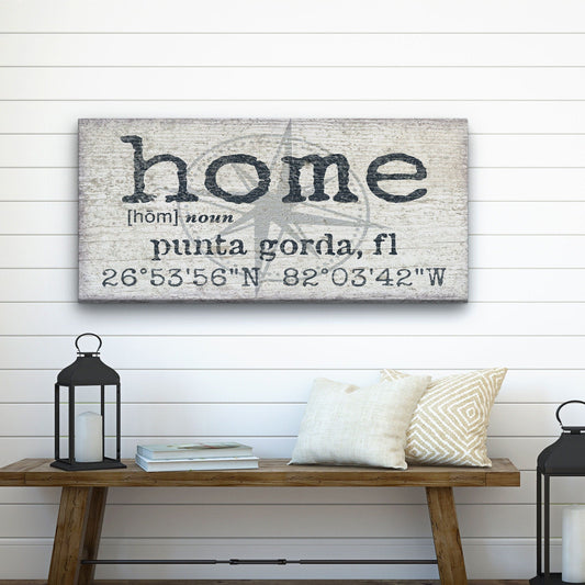Personalized Home Compass Coordinates Canvas Wall Sign