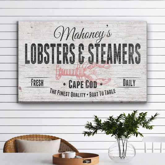 Personalized Lobster & Steamers Restaurant Canvas Sign