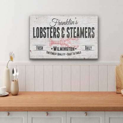 Personalized Lobster & Steamers Restaurant Canvas Sign