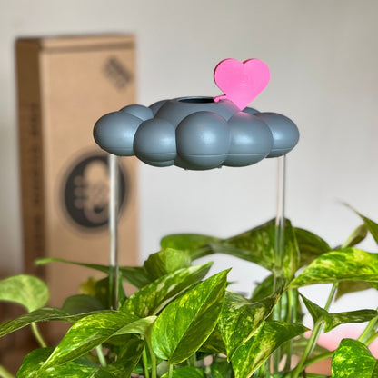 Stormy Dripping Rain Cloud with Pink Heart Charm