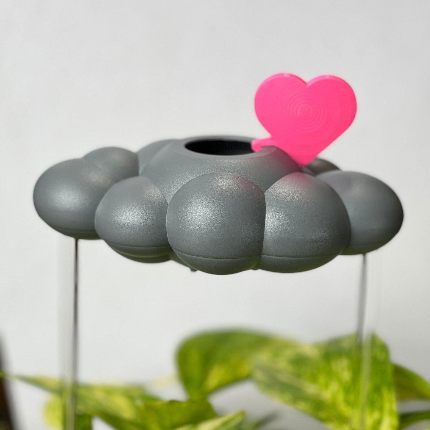 Stormy Dripping Rain Cloud with Pink Heart Charm