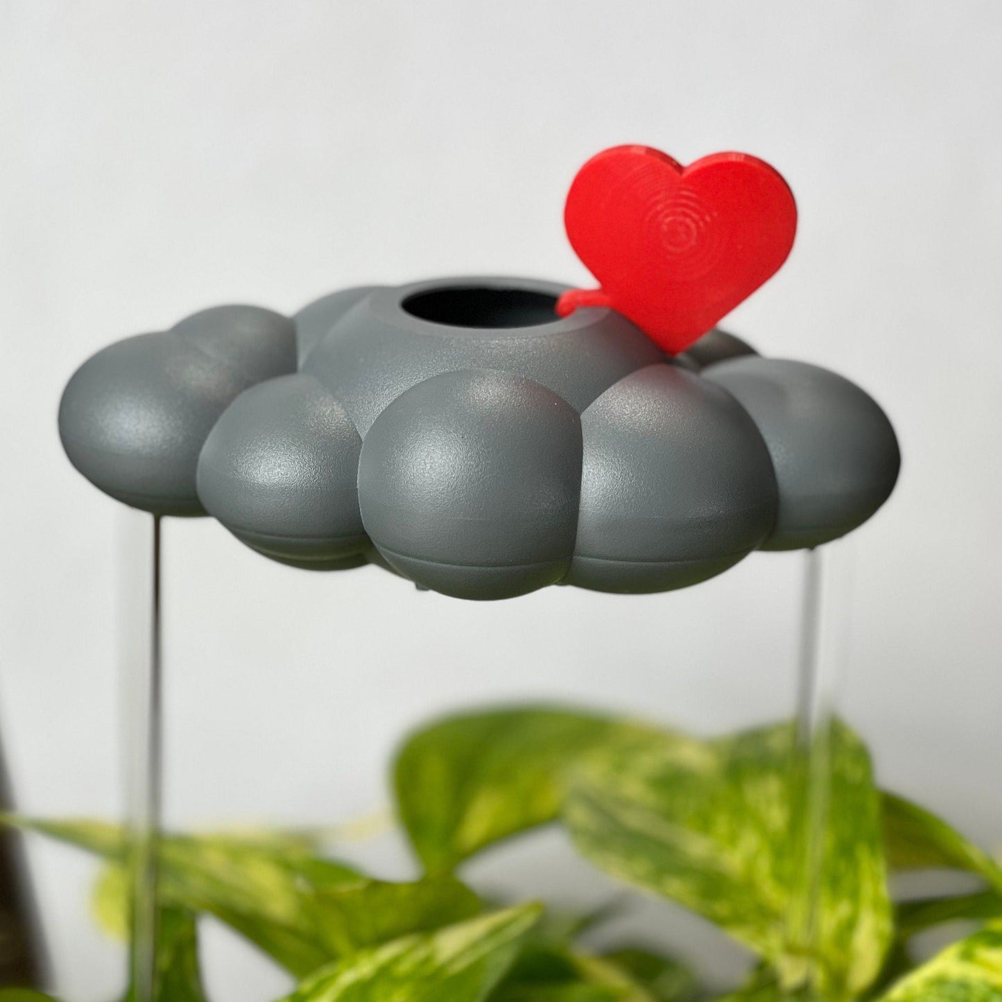 Stormy Dripping Rain Cloud with Red Heart Charm