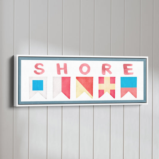 Framed Shore House Sign - Nautical Flag Canvas Coastal Wall Decor