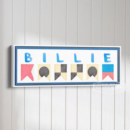 Personalized Nautical Flag Kid's Name Framed Canvas Print