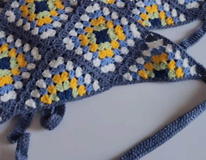 3-in-1 Crochet Granny Square Bandana – Handmade Headband, Pet Collar &Mom Neck Scarf | Colorful Boho Accessory | Retro Crochet Gift