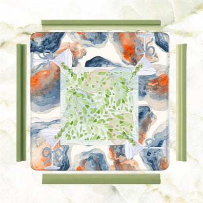 Tinis And Oysters Watercolor Mahjong Mat