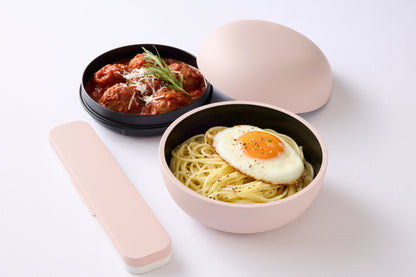 SNACK BENTO BOX PEBBLE ROUND GRAY STONE