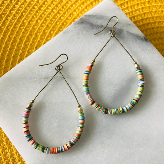 Boho Pastels Heishi Teardrop Earrings
